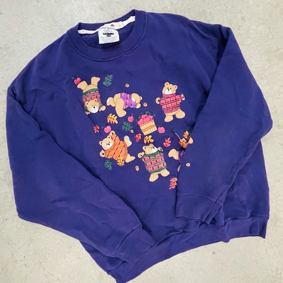 vintage 90s kitschy autumn teddy bear crewneck - Picture 3 of 5